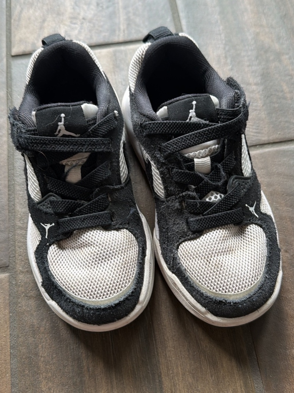 Jordan Velcro Black and White Athletic Sneakers